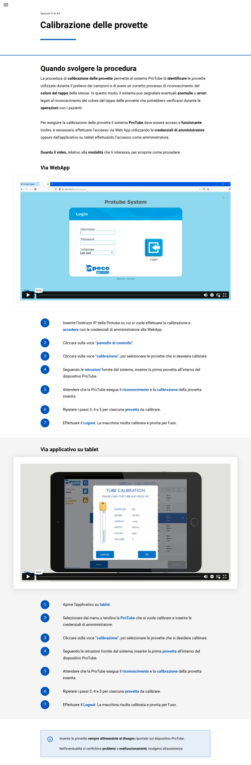 Il sistema ProTube: procedure principali